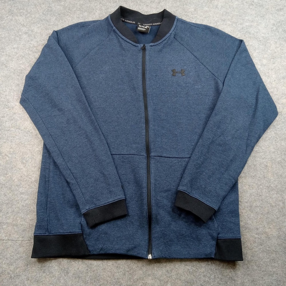Under Armour Jacket Mens XL Extra Large Blue Full Zip Bomber Sweatshirt Athletic